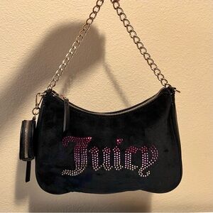 Juicy Couture ombré rhinestone logo shoulder bag with heart coin